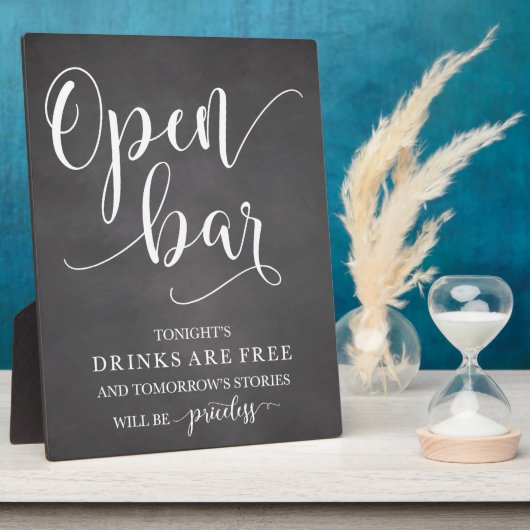 Open Bar Wedding Alcohol Sign Fotoplaat (Zijkant)