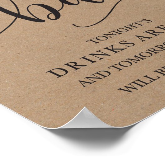 Open Bar Wedding Alcohol Sign Poster (Hoek)