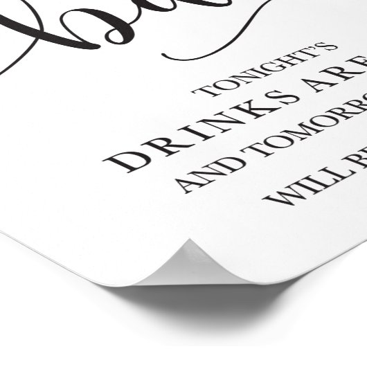 Open Bar Wedding Alcohol Sign Poster (Hoek)