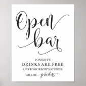 Open Bar Wedding Alcohol Sign Poster (Voorkant)