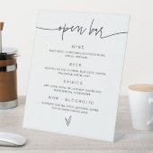 Open Bar Wedding Drink Menu Reception Sign G400 Reclamebord Met Voetstuk (Insitu)