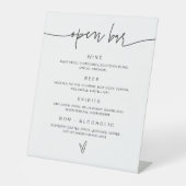 Open Bar Wedding Drink Menu Reception Sign G400 Reclamebord Met Voetstuk (Voorkant)