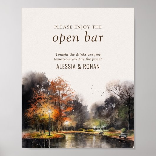 Open Bar Wedding Sign Digital or Printed Poster (Voorkant)