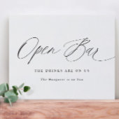 Open Bar Wedding Sign Elegant Moderne Calligrafie Poster