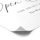 Open Bar Wedding Sign Elegant Moderne Calligrafie Poster (Hoek)