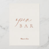 Open Bar Wedding Sign | Real Gold Foil Folie Uitnodiging (Voorkant)