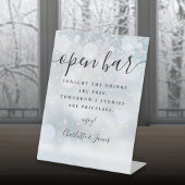 Open Bar Winter Zwarte Handtekening Script Reclamebord Met Voetstuk