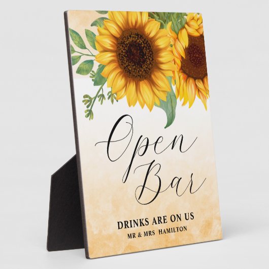 Open Bar, zonnebloem, tabletop Plaque Fotoplaat (Zijkant)