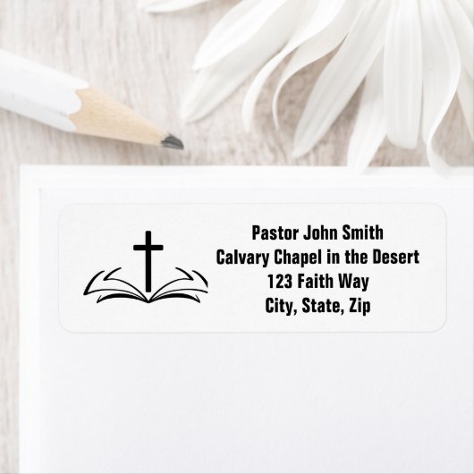Open Bible Christelijk Cross Retour Adreslabel Etiket (Insitu)