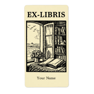 Open Bibliotheek Raam Ex Libris Sjabloon Boekenleg Etiket