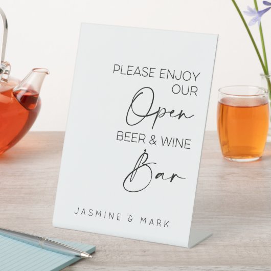 Open bier en wijn bar bruiloft reclamebord met voetstuk (Insitu)