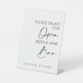 Open bier en wijn bar bruiloft reclamebord met voetstuk (Voorkant)