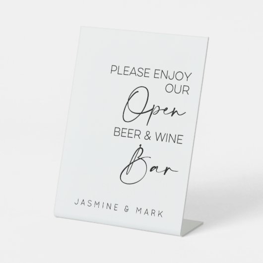 Open bier en wijn bar bruiloft reclamebord met voetstuk (Voorkant)