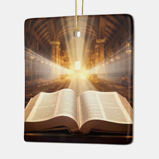 Open Bijbel lichtstralen Keramisch Ornament (Links)