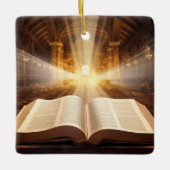 Open Bijbel lichtstralen Keramisch Ornament (Voorkant)