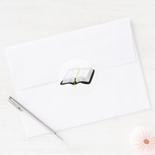 Open Bijbel Ronde Sticker (Envelop)