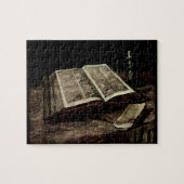Open Bijbelboek met kaarsen - van Gogh Legpuzzel (Horizontaal)