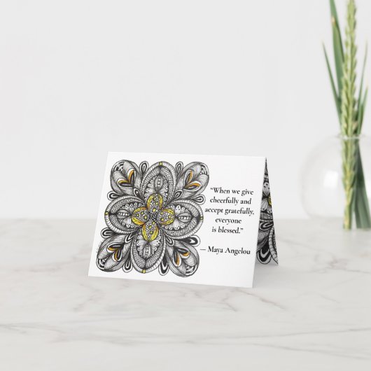 Open Bloem Doodle met Geef Citaat Bedankkaart (Voorkant)