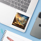 Open Boek Avontuur Schilderijen. Sticker (Laptop met iPhone)