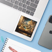 Open Boek Avontuur Schilderijen. Sticker (Laptop met iPhone)
