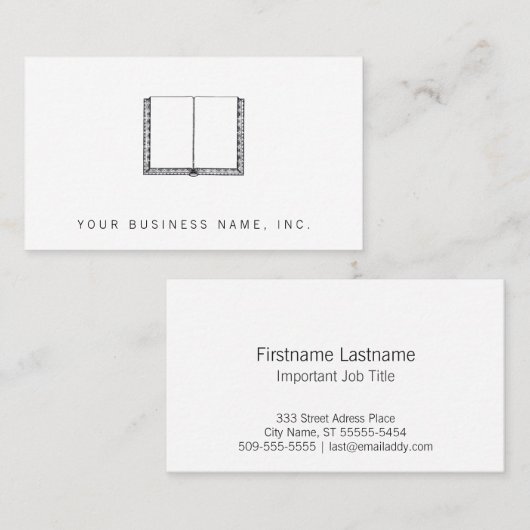 Open Boek (blanco pagina's) Visitekaartje (Voorkant / Achterkant)