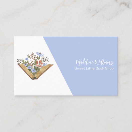 Open Boek Bloemen Boekhandel Visitekaartje (Voorkant)