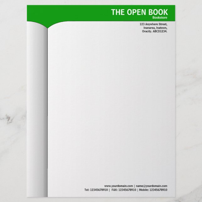 Open boek - groen 009900 briefhoofd sjabloon (Voorkant)