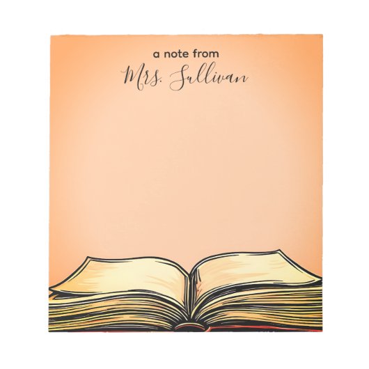 Open Boek Illustratie Leraar Gift Notitieblok (Voorkant)