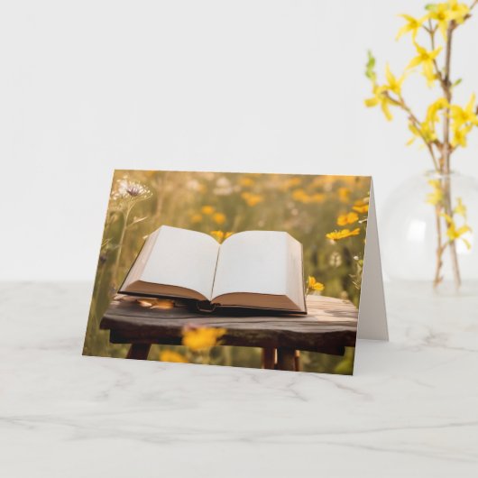 Open Boek in Wildflower Verjaardag Kaart (Gele Bloem)