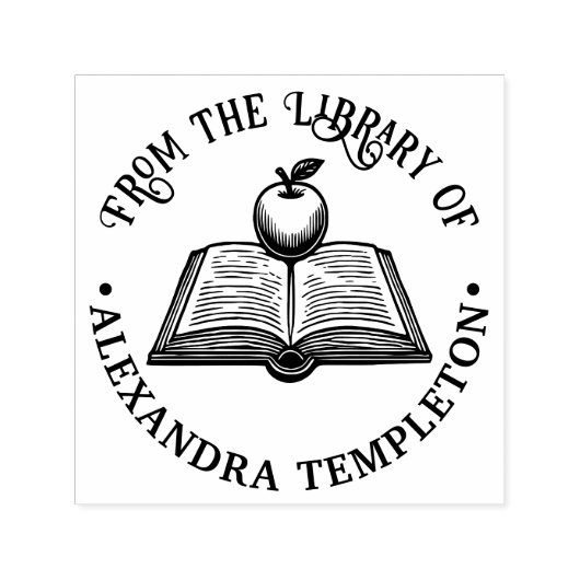 Open boek met Apple #1P met bibliotheekboeknaam Zelfinktende Stempel (Design)