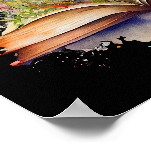 Open boek met bloemen poster (Hoek)