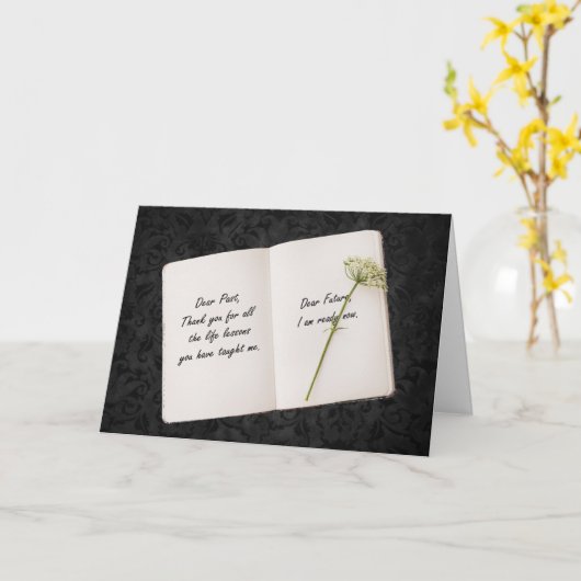 Open boek met Inspirerend quote Kaart (Gele Bloem)