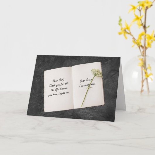 Open boek met Inspirerend quote Kaart (Gele Bloem)