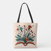 Open boek met kiemende bloemen tote bag (Achterkant)