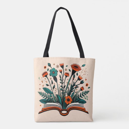 Open boek met kiemende bloemen tote bag (Achterkant)