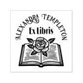 Open boek met Roos #2PS met Ex Libris Naam Zelfinktende Stempel (Design)
