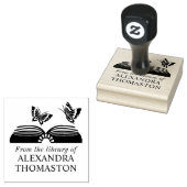 Open Boek met Twee Vlinders Bibliotheek Boeknaam Rubberstempel (Gestempeld)