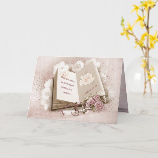 open boek met verjaardagsbericht kaart (Gele Bloem)