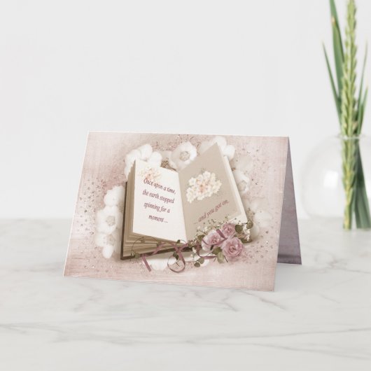 open boek met verjaardagsbericht kaart (Voorkant)