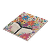 Open Boek met Waterverf Flowers Tegeltje (Zijkant)