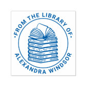 Open boek op boek stapel bibliotheek boek naam  zelfinktende stempel (Design)