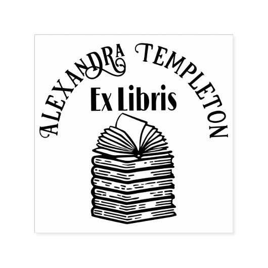 Open Boek op Book Stack R3 Library Boeknaam Zelfinktende Stempel (Design)