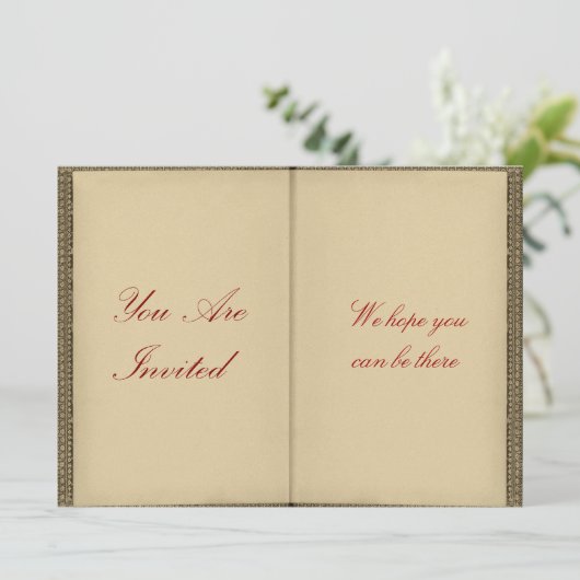 Open boek -  stijl nodigt u uit kaart (Staand voorkant)