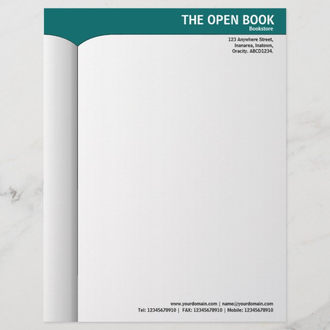 Open Boek - Teal Groen 006666 Briefhoofd Ontwerp (Voorkant)