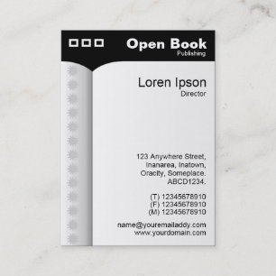 Open Boek (verticaal) - zwart Visitekaartje