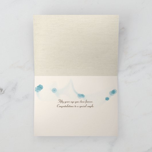 open  boek voor het 50e Jubileum Kaart (Binnen)