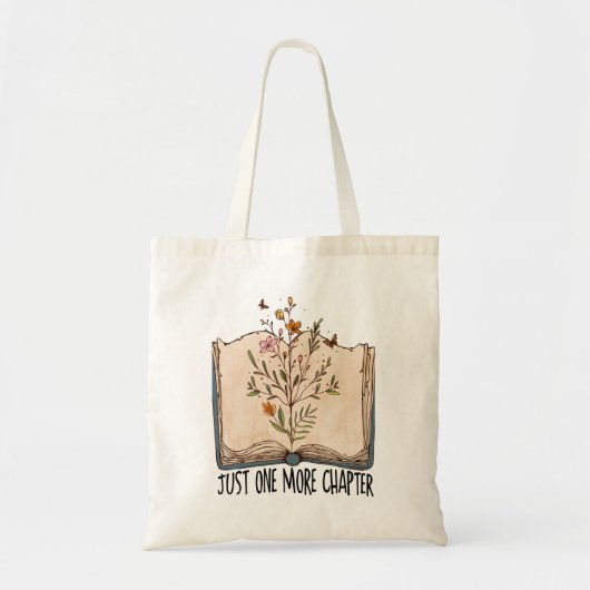 Open boek wilde bloemen vlinder nog een hoofdstuk tote bag (Voorkant)
