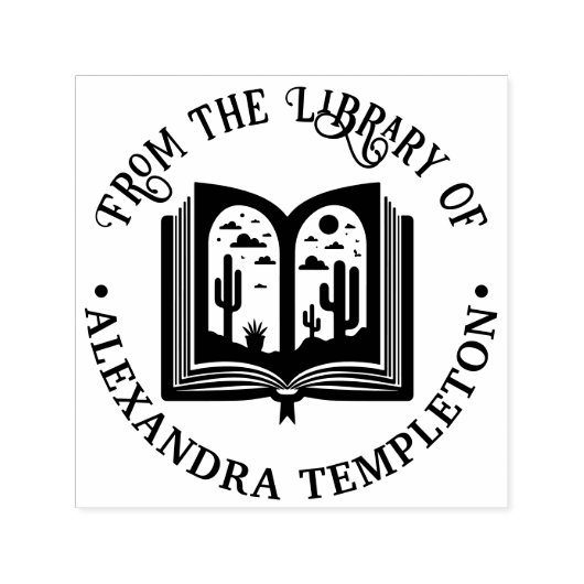 Open Boek Woestijn Landschap Pagina's Bibliotheek  Zelfinktende Stempel (Design)