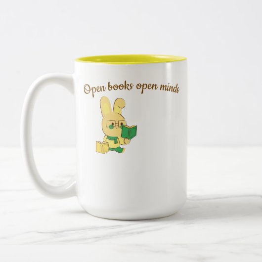 Open boeken tweekleurige koffiemok (Links)
