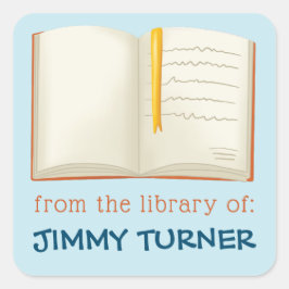 Open Boekenplaat Vierkante Sticker